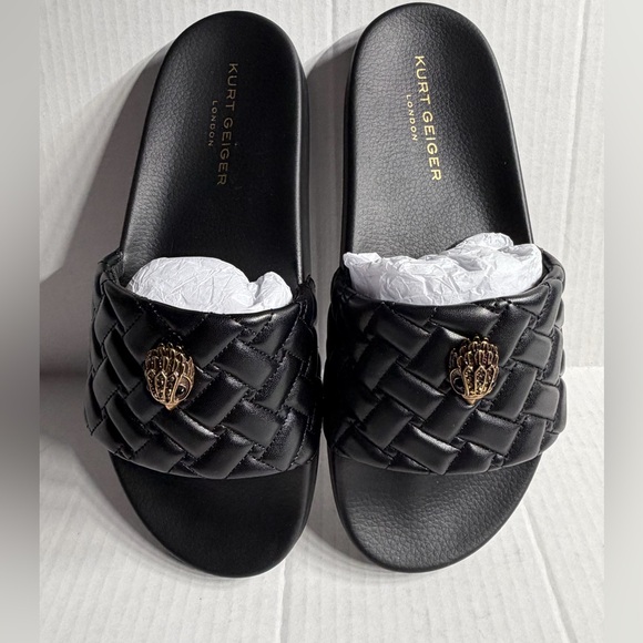 Kurt Geiger Shoes - Kurt Geiger London Women's Meena black Eagle Head Slides size 9